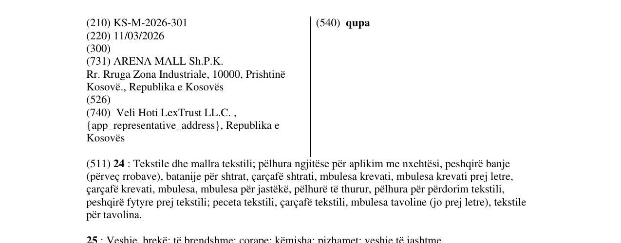 Zëri i markës qupa në buletin