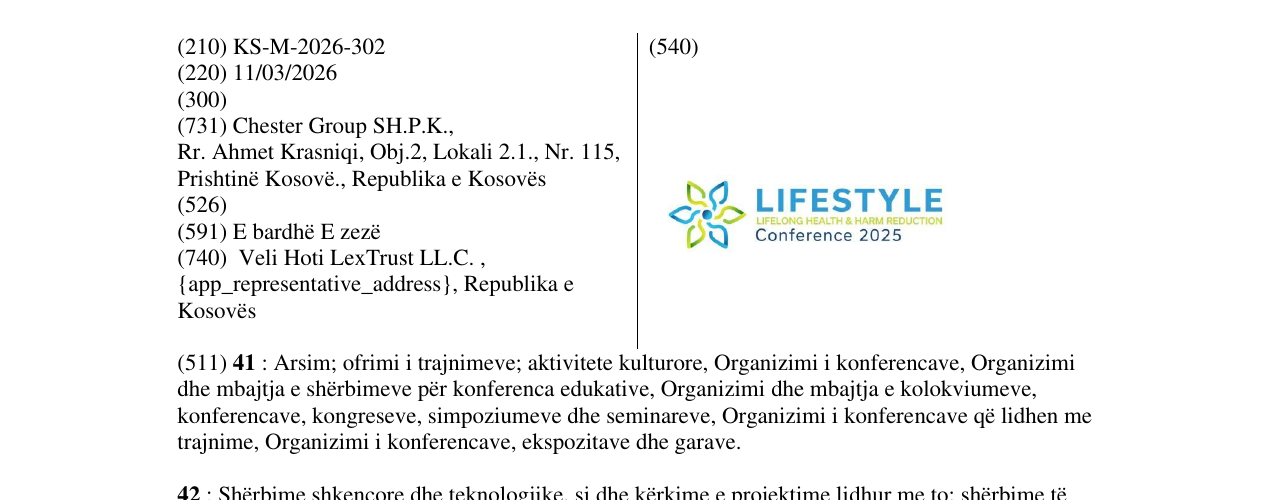 Zëri i markës KS/M/2026/302 në buletin