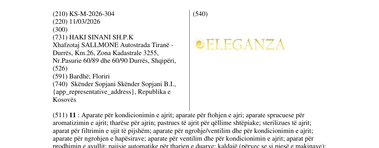 Zëri i markës KS/M/2026/304 në buletin