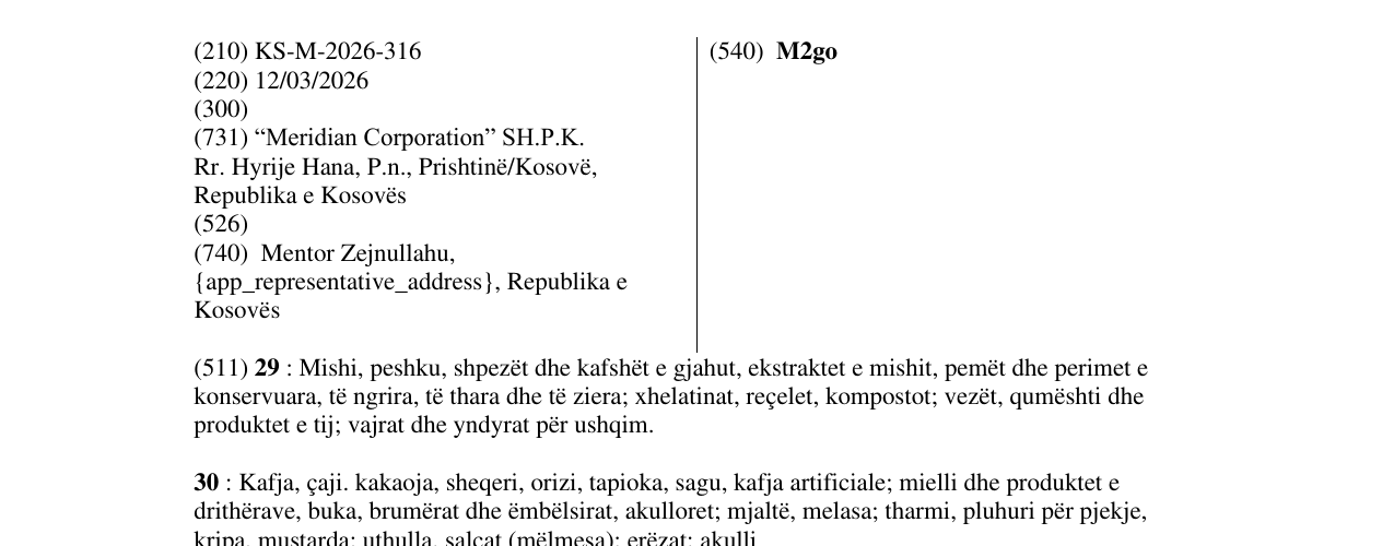 M2go markasının bültendeki kaydı