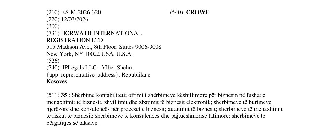 Zëri i markës CROWE në buletin