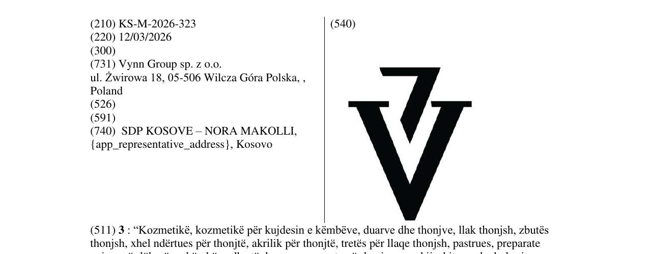 Zëri i markës KS/M/2026/323 në buletin