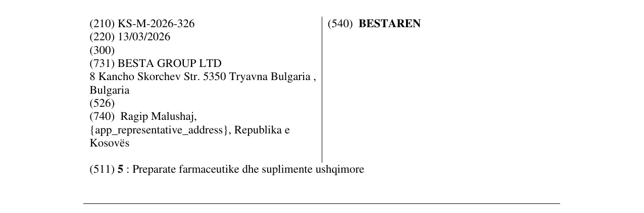 Zëri i markës BESTAREN në buletin