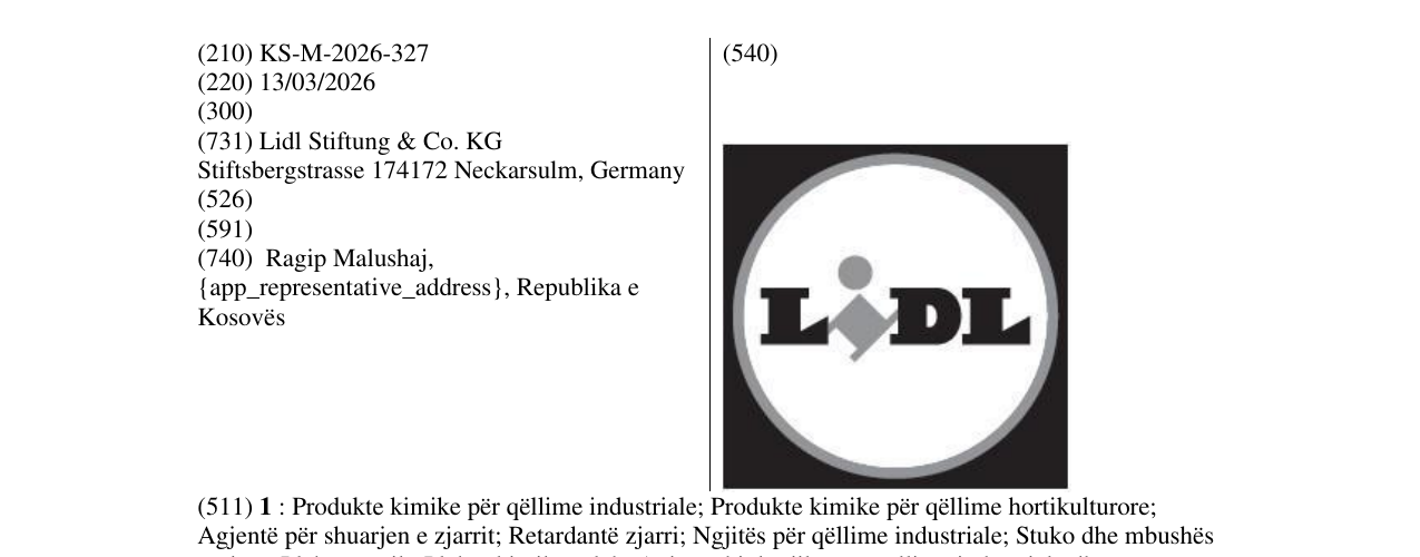 Zëri i markës KS/M/2026/327 në buletin