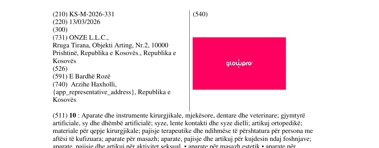 Zëri i markës KS/M/2026/331 në buletin