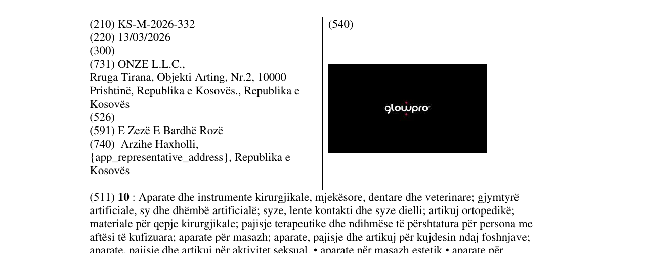 Zëri i markës KS/M/2026/332 në buletin