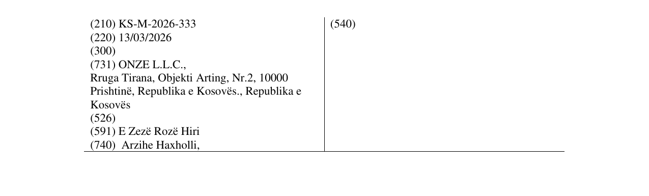 Zëri i markës KS/M/2026/333 në buletin