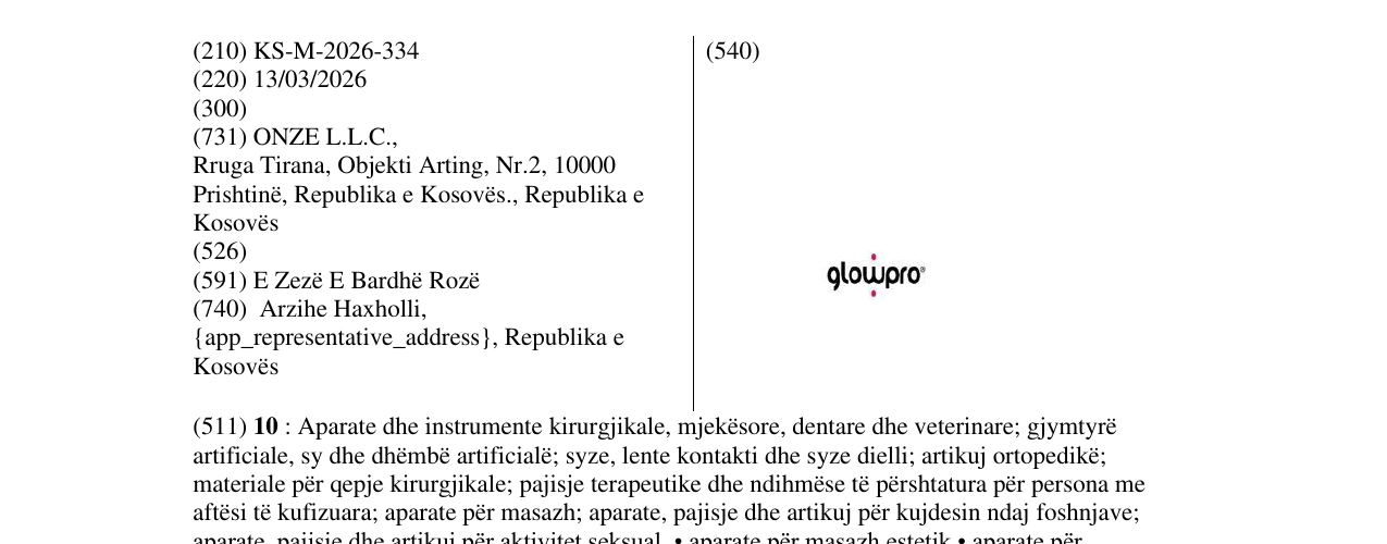 Zëri i markës KS/M/2026/334 në buletin