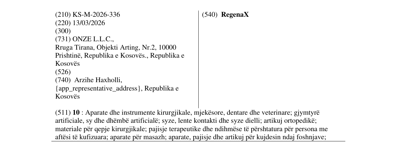Zëri i markës RegenaX në buletin