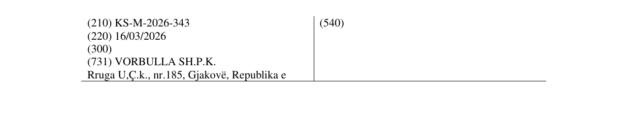 Zëri i markës KS/M/2026/343 në buletin