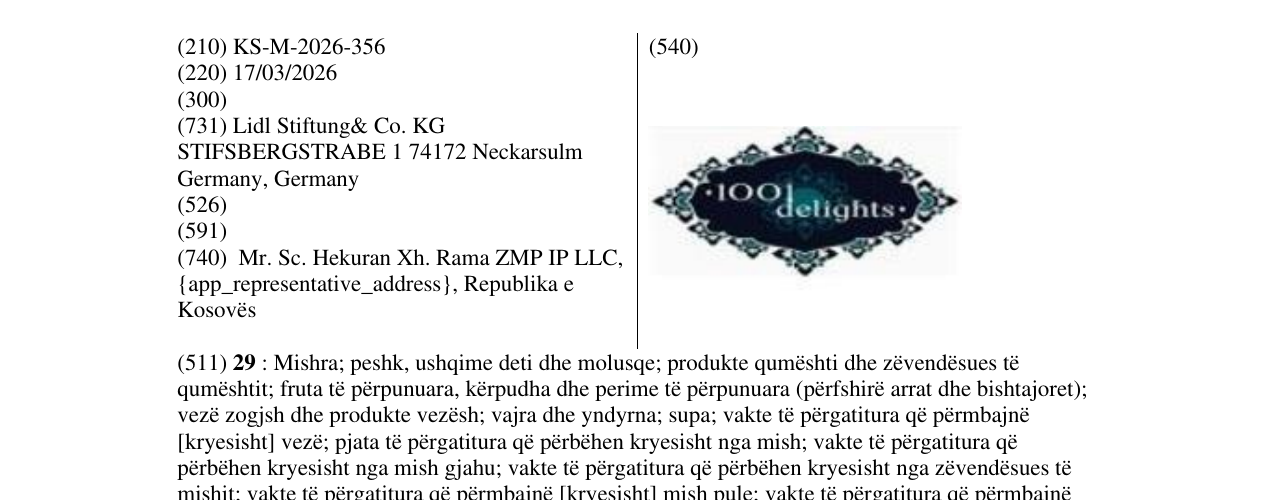 Zëri i markës KS/M/2026/356 në buletin