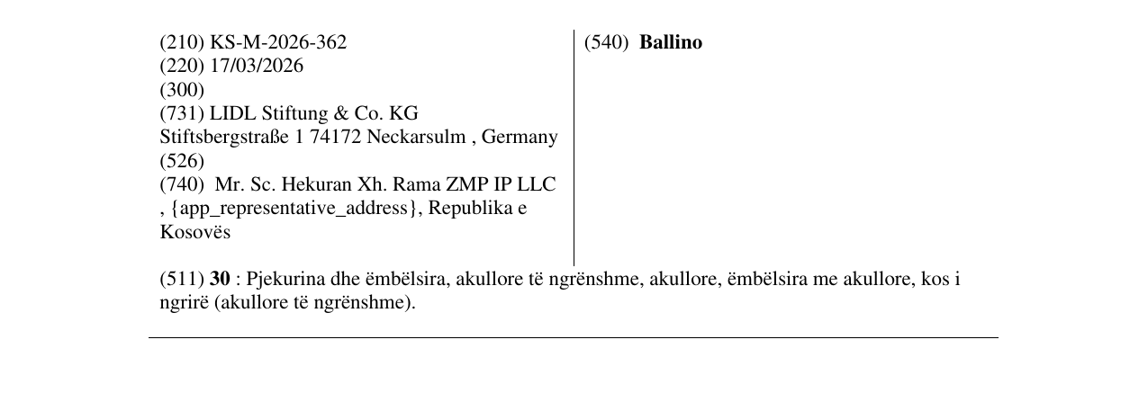 Zëri i markës Ballino në buletin