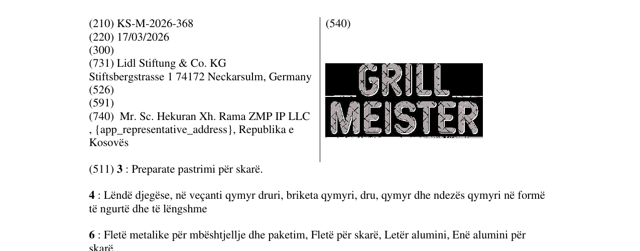 Zëri i markës KS/M/2026/368 në buletin