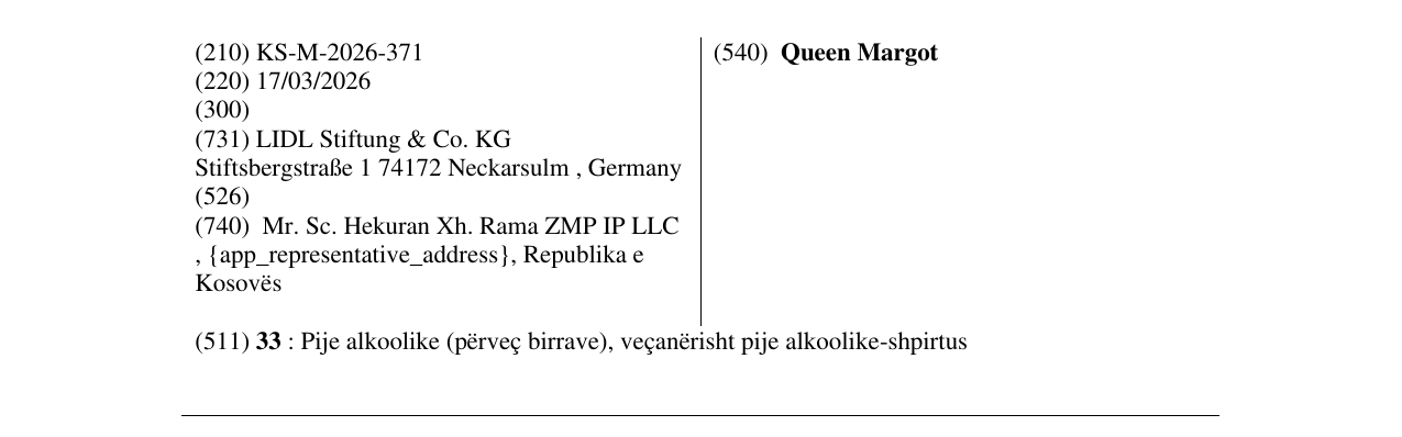 Zëri i markës Queen Margot në buletin