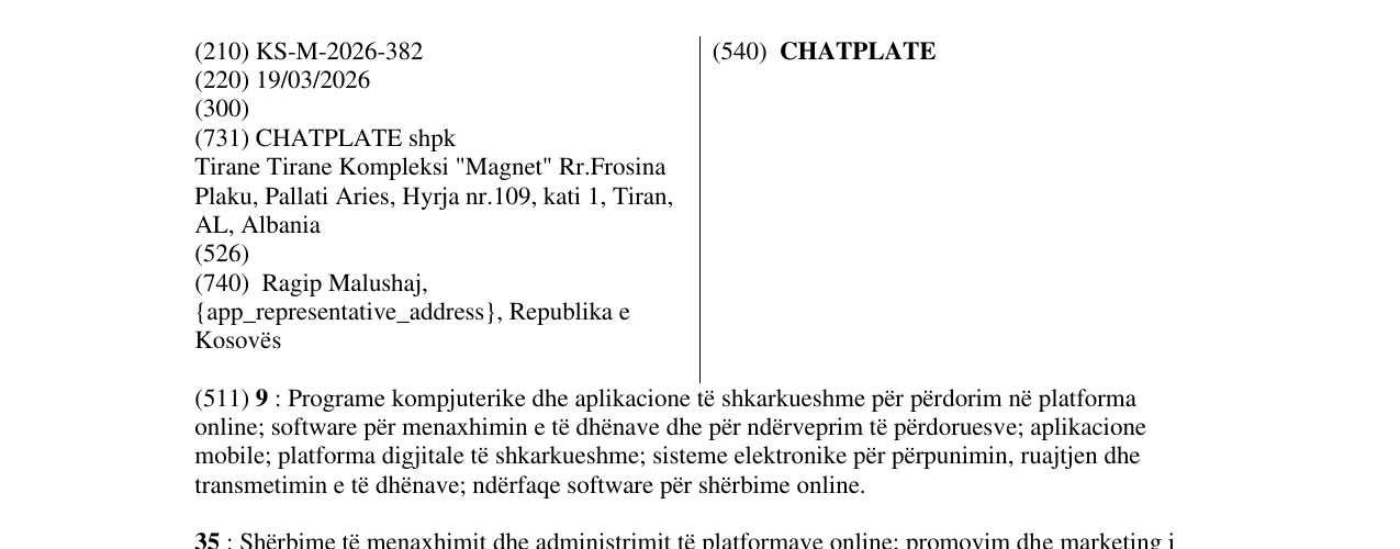 Zëri i markës CHATPLATE në buletin