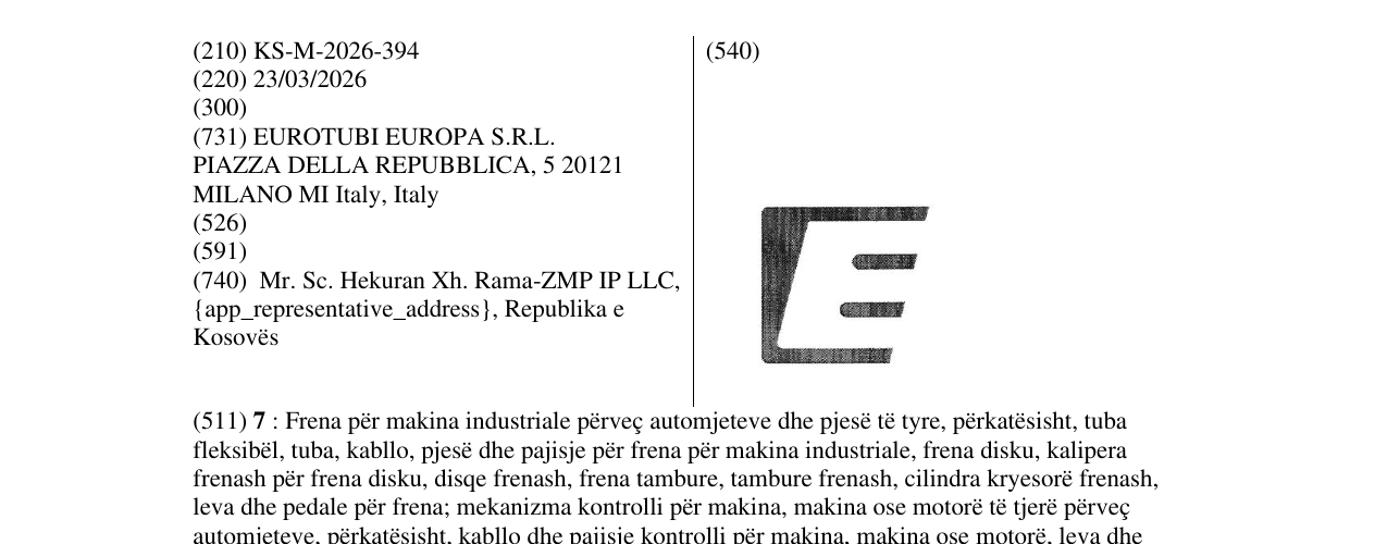 Zëri i markës KS/M/2026/394 në buletin