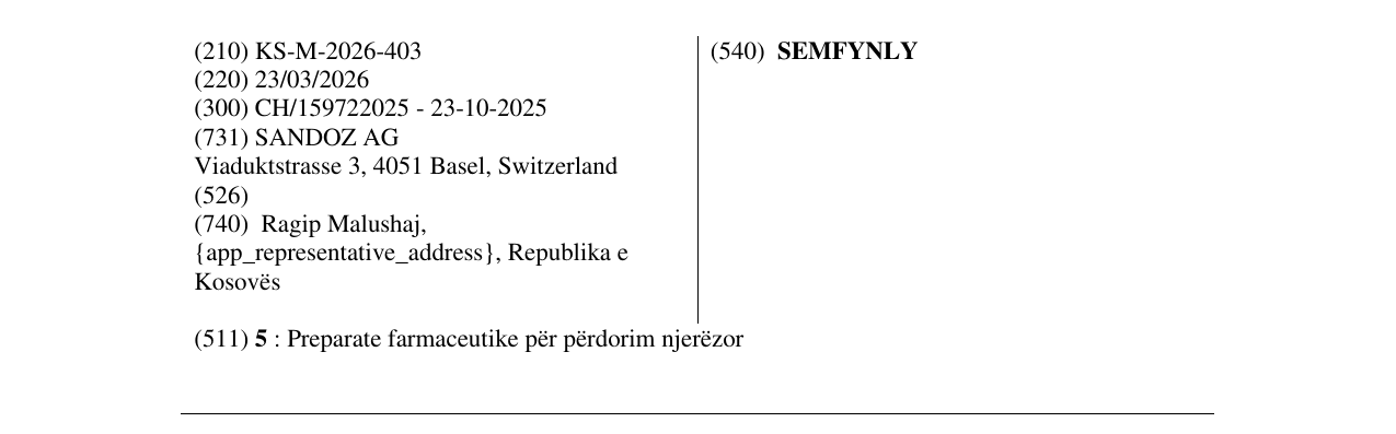 Zëri i markës SEMFYNLY në buletin