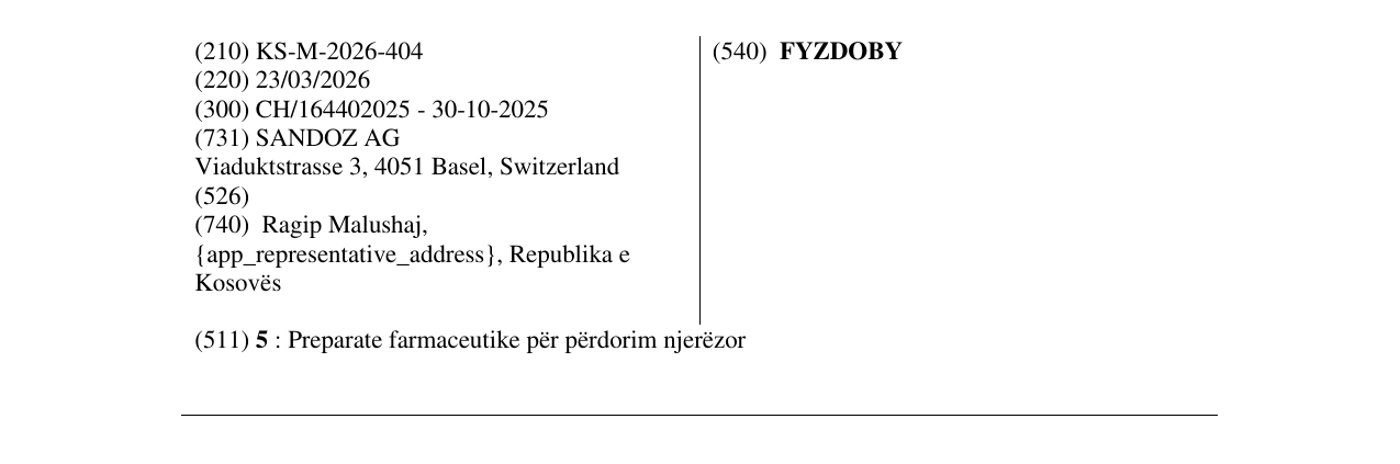 Zëri i markës FYZDOBY në buletin