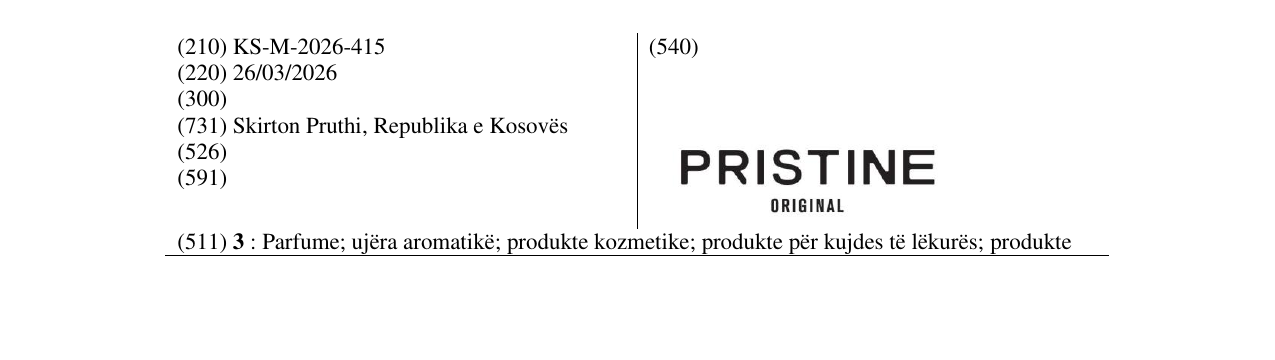 Zëri i markës KS/M/2026/415 në buletin