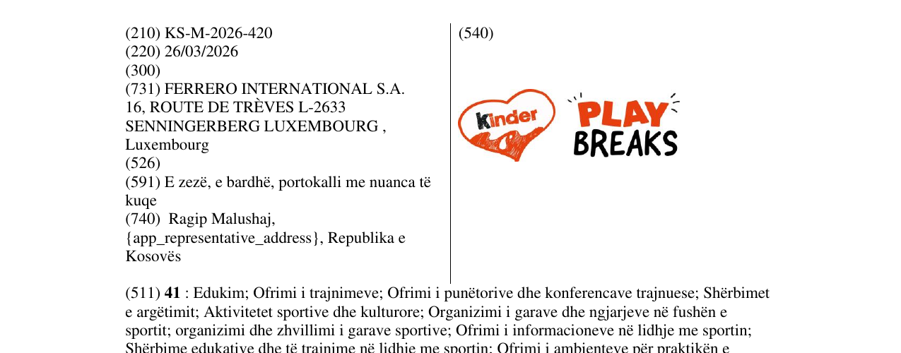 Zëri i markës KS/M/2026/420 në buletin