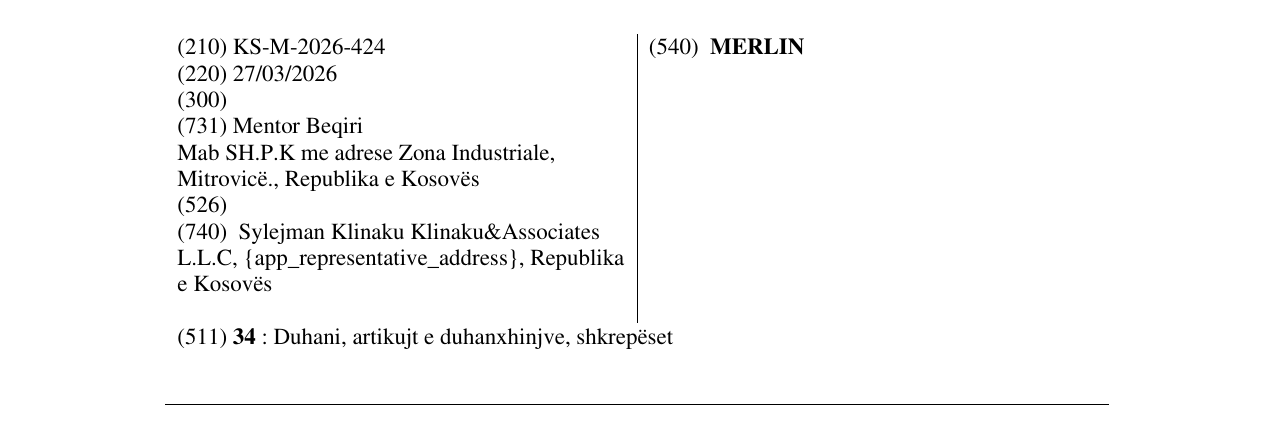 Zëri i markës MERLIN në buletin