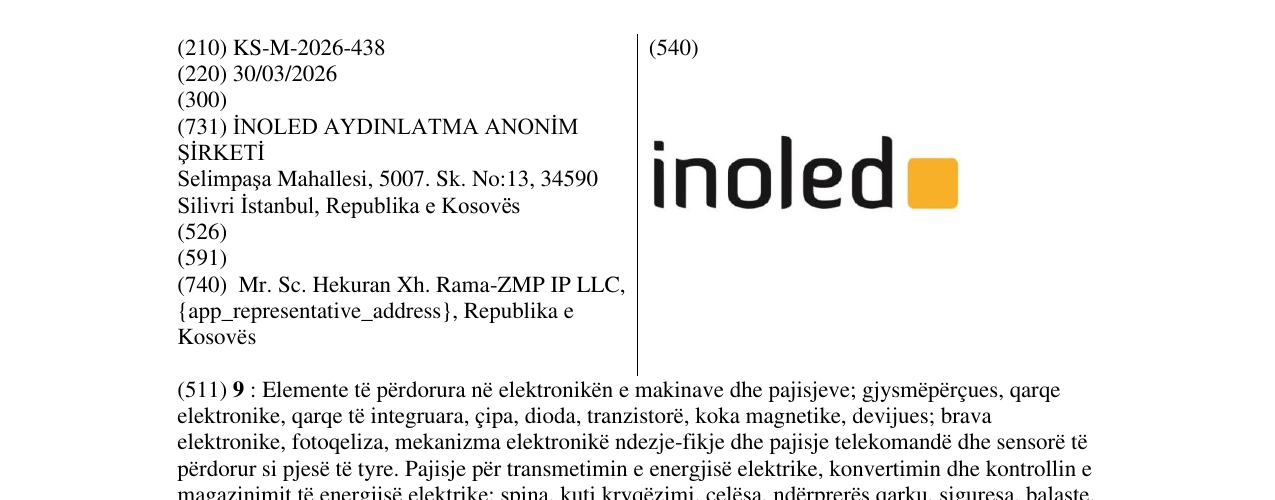 Zëri i markës KS/M/2026/438 në buletin