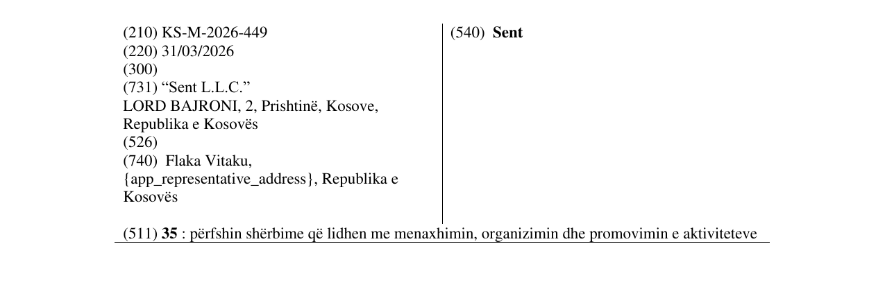 Zëri i markës Sent në buletin
