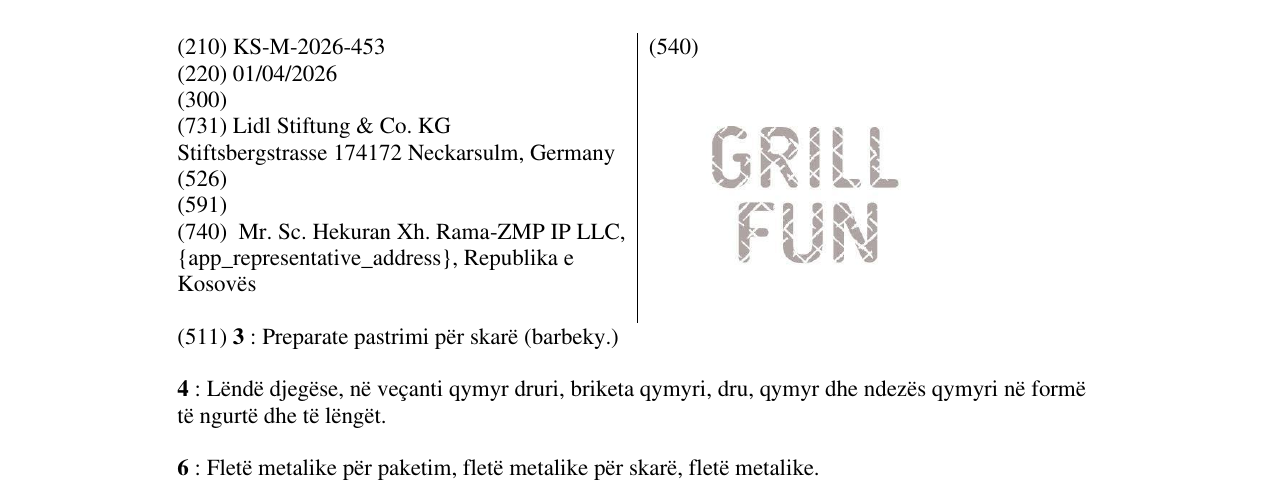 Zëri i markës KS/M/2026/453 në buletin