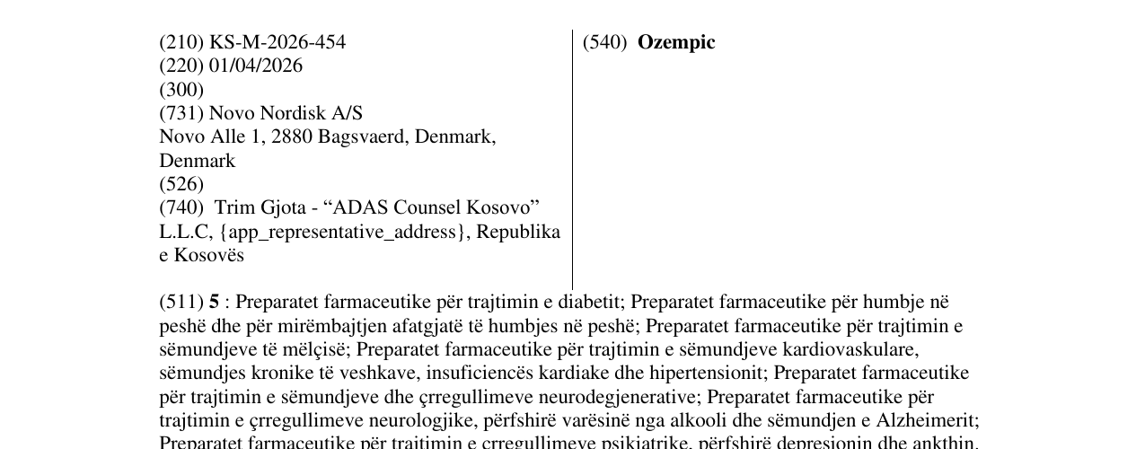 Zëri i markës Ozempic në buletin