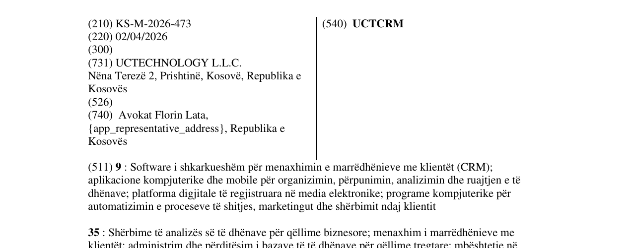 Zëri i markës UCTCRM në buletin