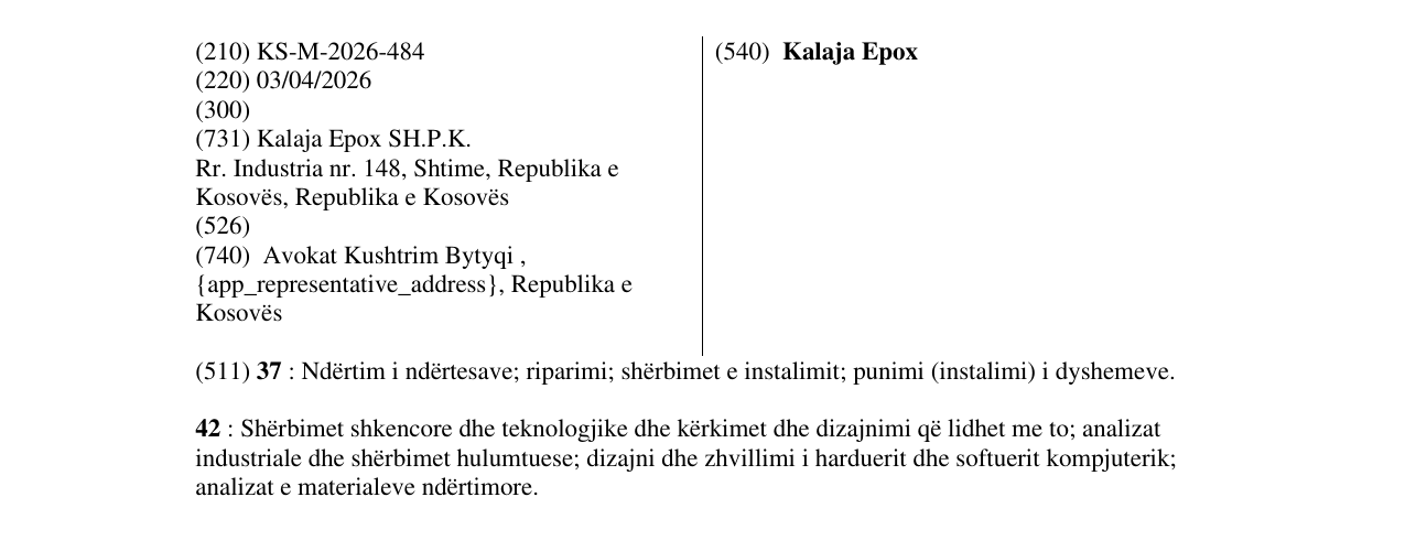 Zëri i markës Kalaja Epox në buletin