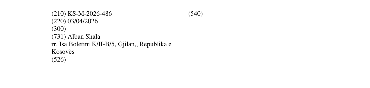 Zëri i markës KS/M/2026/486 në buletin