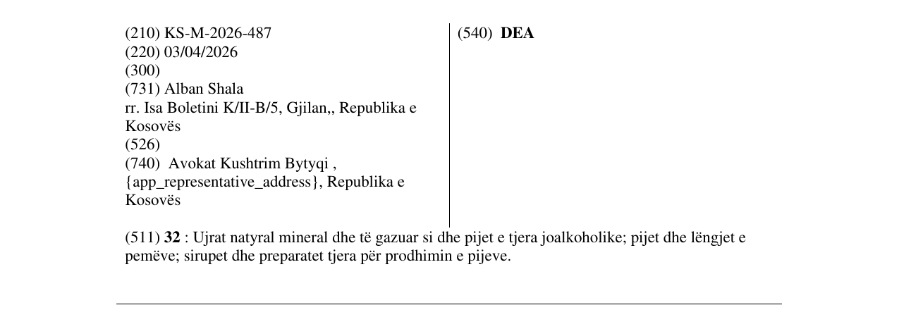 Zëri i markës DEA në buletin