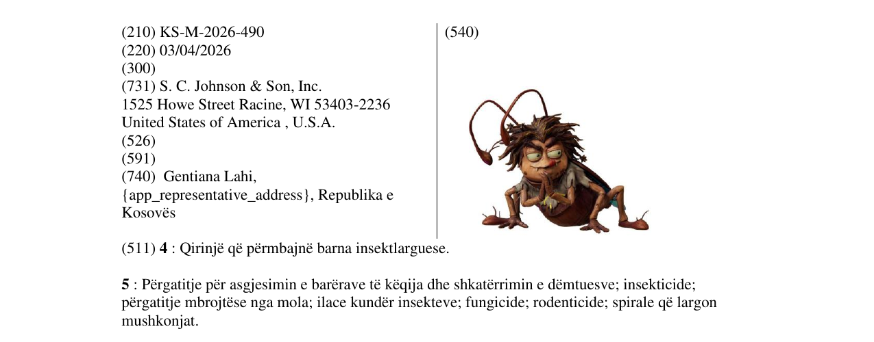 Zëri i markës KS/M/2026/490 në buletin