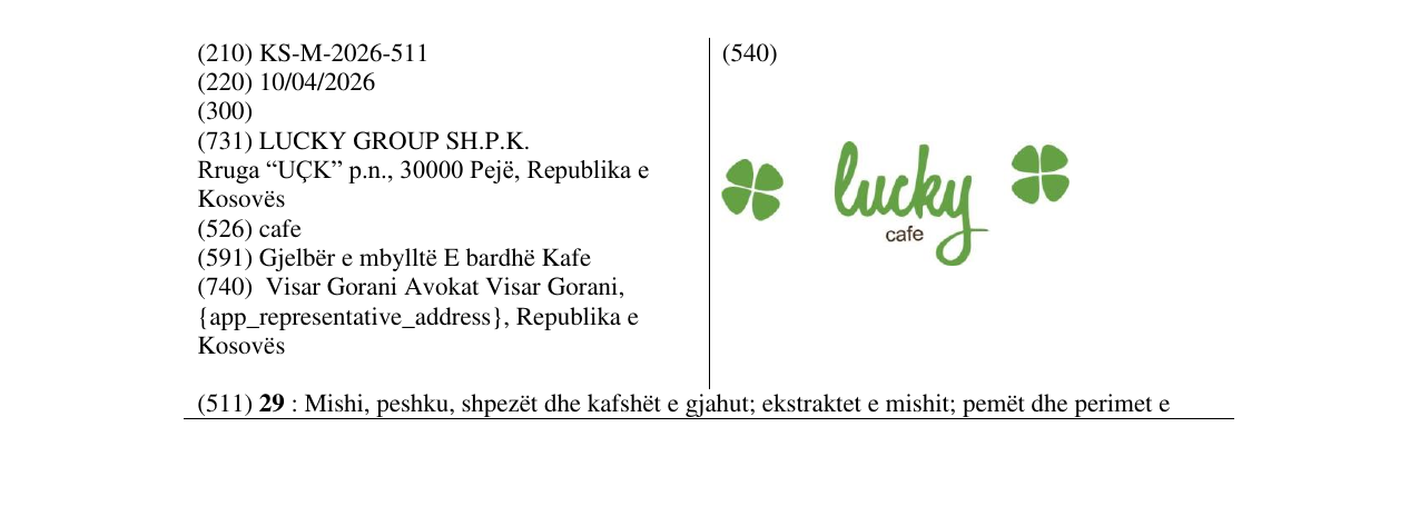 Zëri i markës cafe në buletin