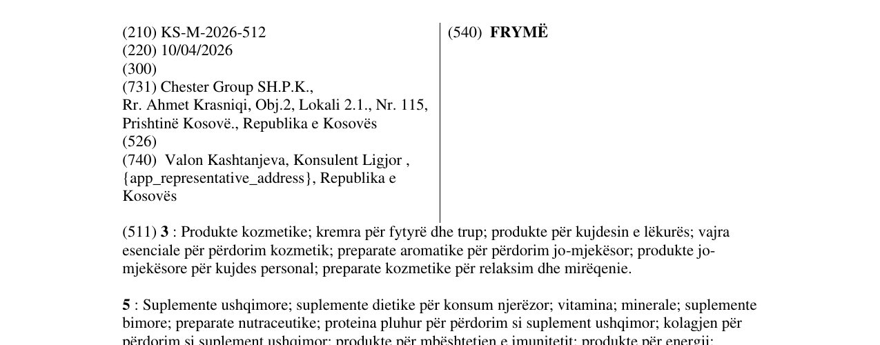 Zëri i markës FRYMË në buletin