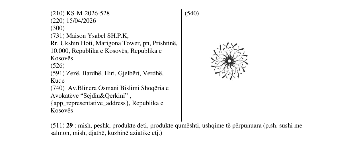 Zëri i markës KS/M/2026/528 në buletin