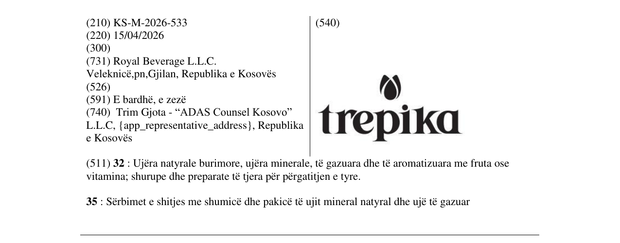 Zëri i markës KS/M/2026/533 në buletin