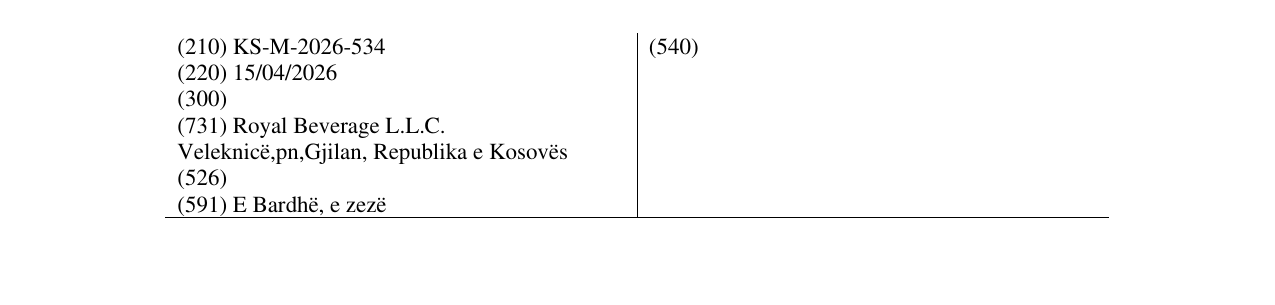 Zëri i markës KS/M/2026/534 në buletin