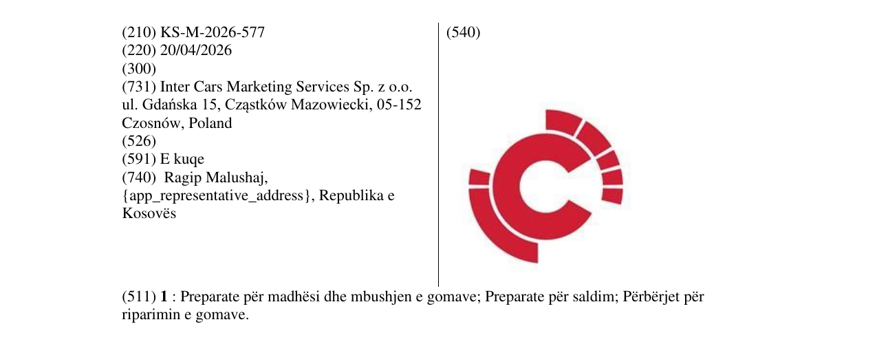 Zëri i markës KS/M/2026/577 në buletin