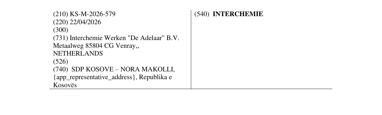 Zëri i markës INTERCHEMIE në buletin