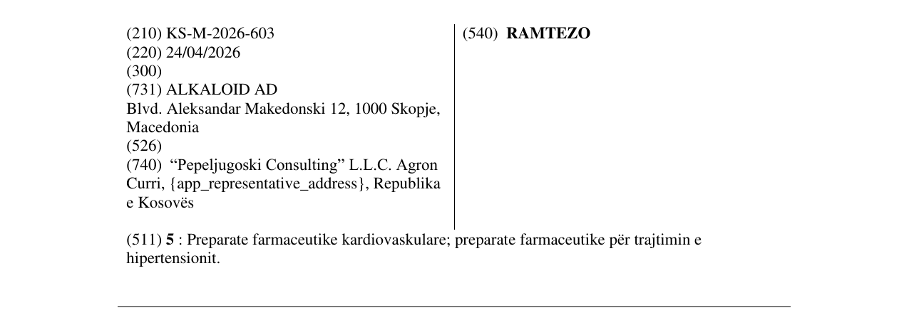 Zëri i markës RAMTEZO në buletin
