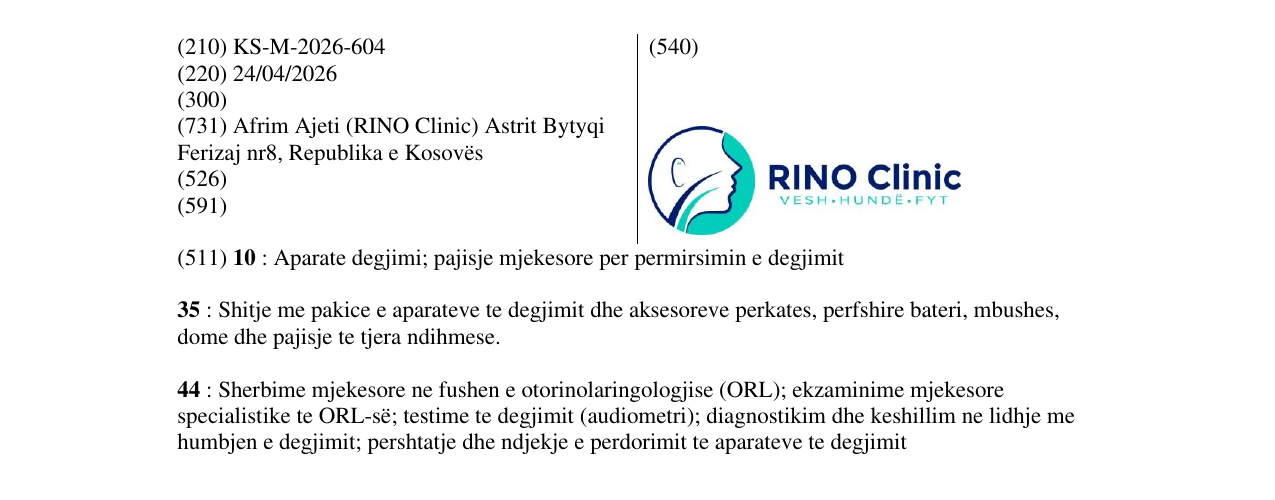 Zëri i markës KS/M/2026/604 në buletin