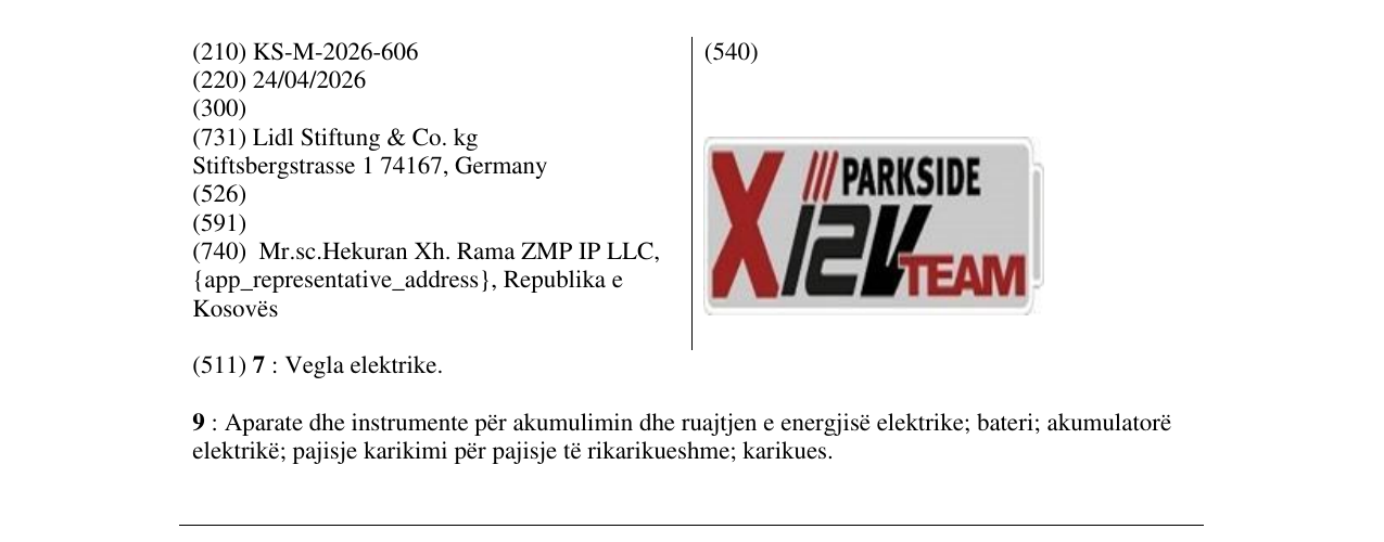 Zëri i markës KS/M/2026/606 në buletin