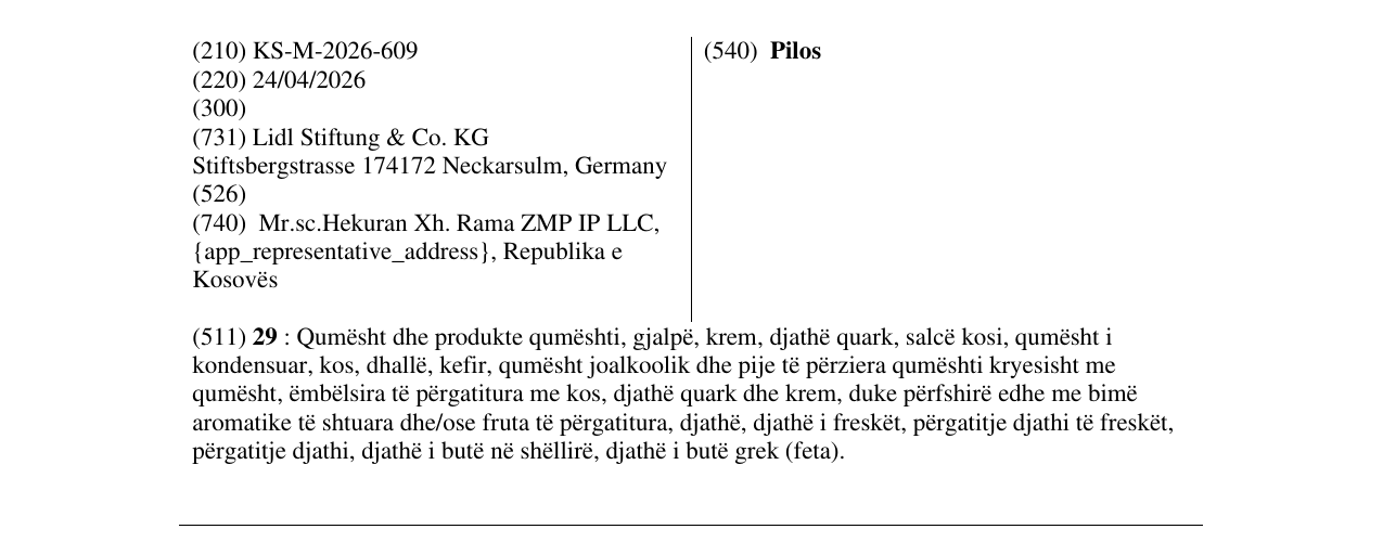 Zëri i markës Pilos në buletin