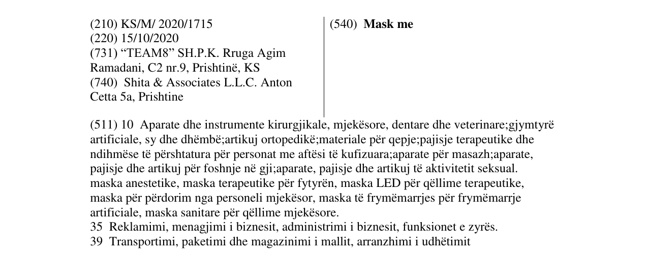 Zëri i markës Mask me në buletin