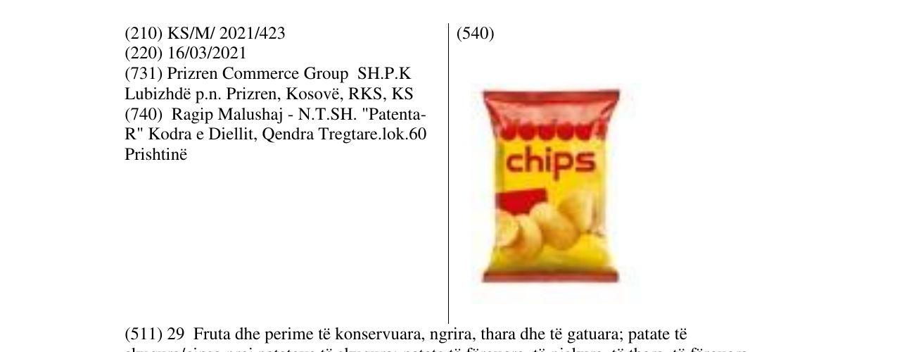 Zëri i markës cips në buletin