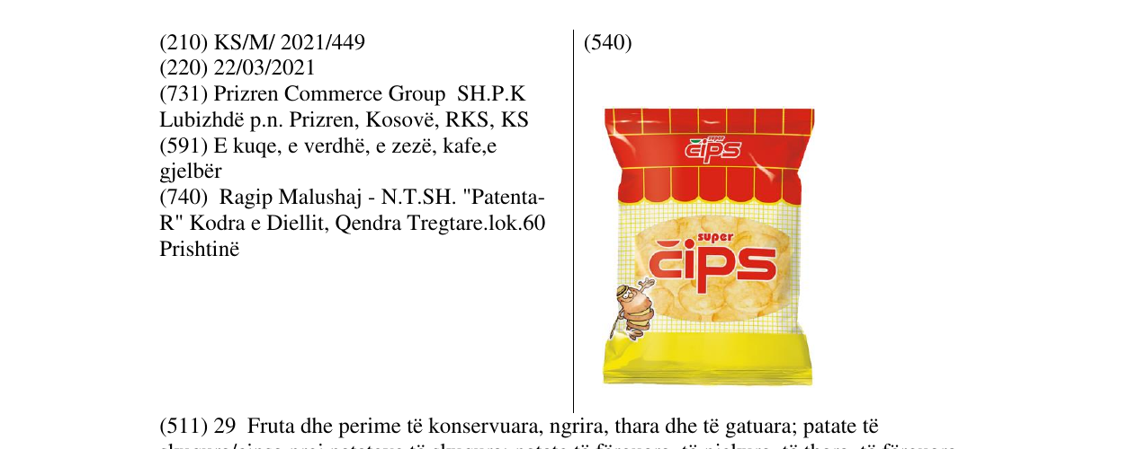 Zëri i markës cips në buletin