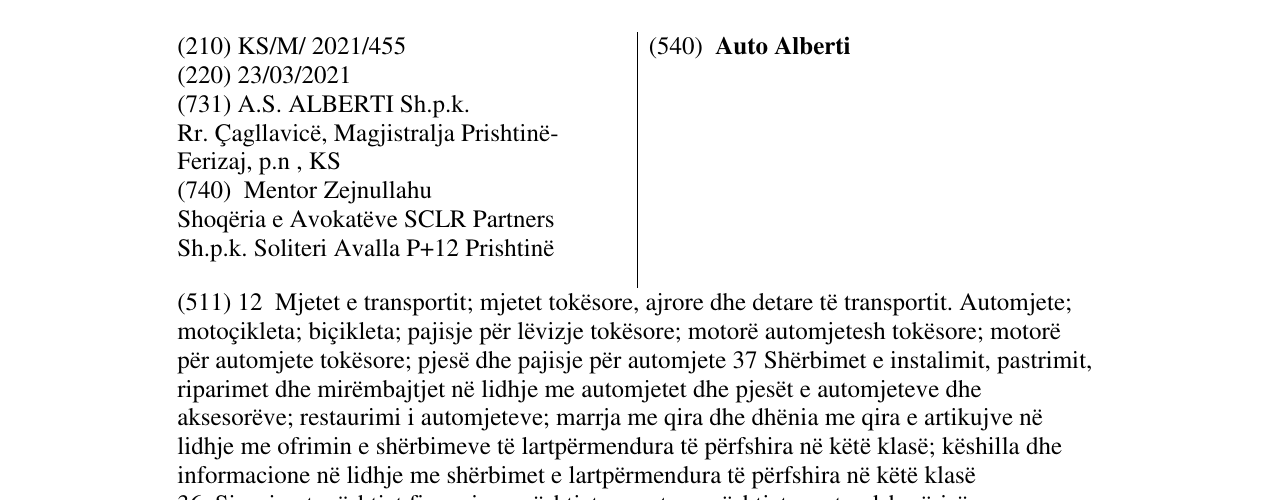 Zëri i markës Auto Alberti në buletin