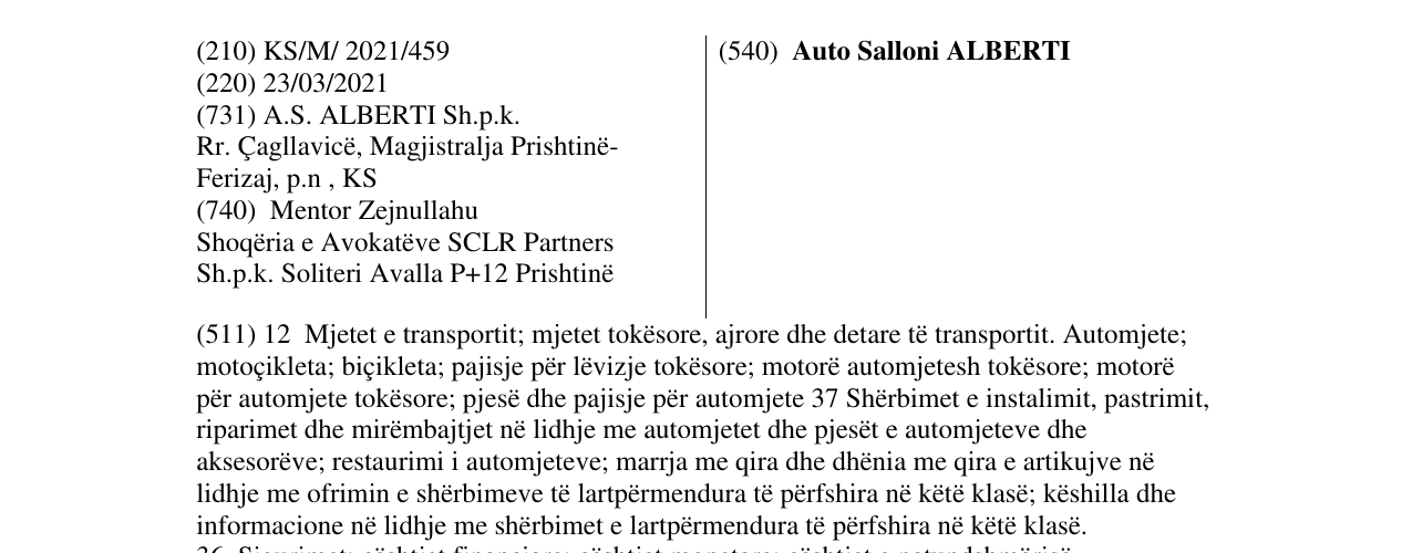 Zëri i markës Auto Salloni ALBERTI në buletin
